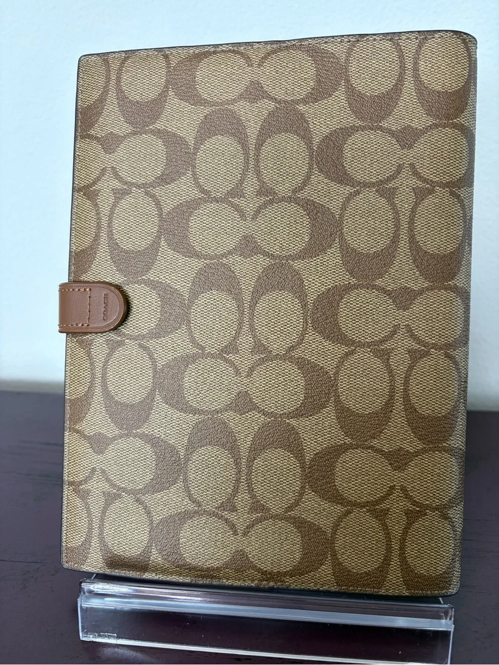 COACH Signature Canvas Notebook Cover in Brown/Tan